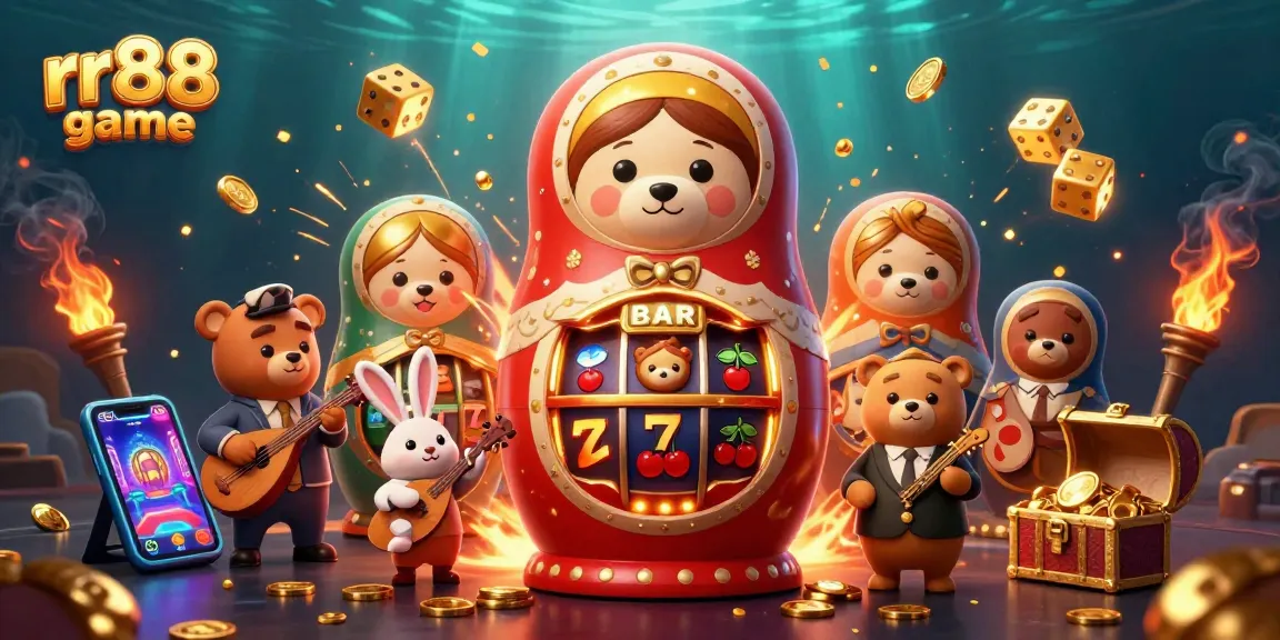 Engage with thrilling rr88 game action in this vibrant casino scene filled with joyful characters and dynamic elements.