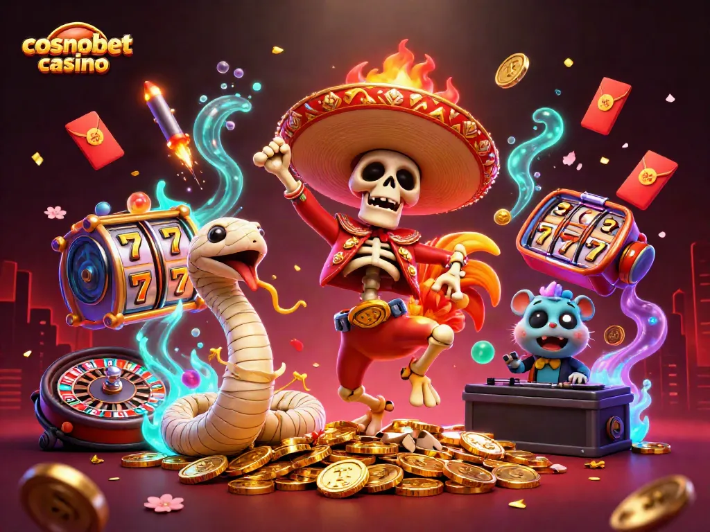 Experience thrilling gameplay at cosmobet casino with unique characters and vibrant casino elements.