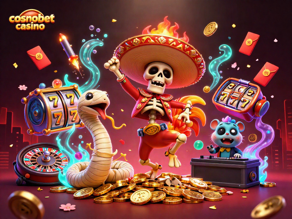 Experience thrilling gameplay at cosmobet casino with unique characters and vibrant casino elements.