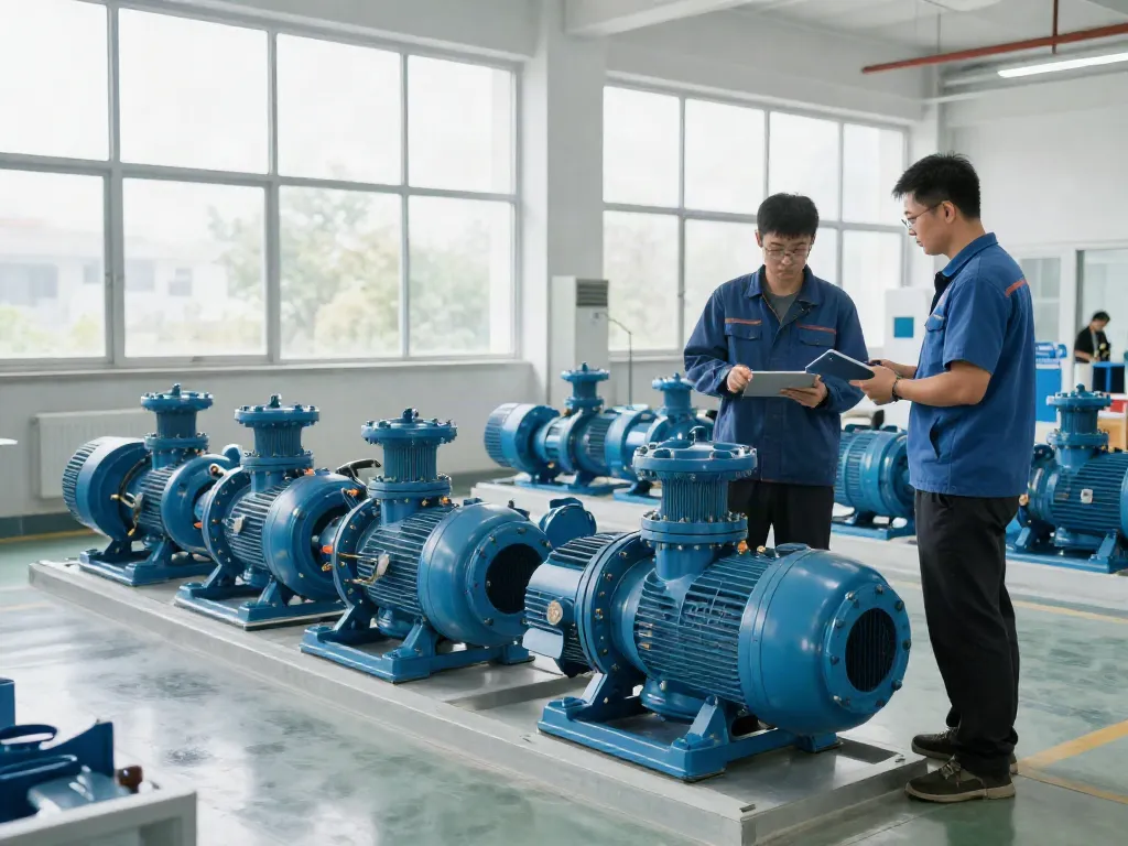 Bombas KSB Venezuela trabajando en un entorno industrial con técnicos realizando mantenimiento.