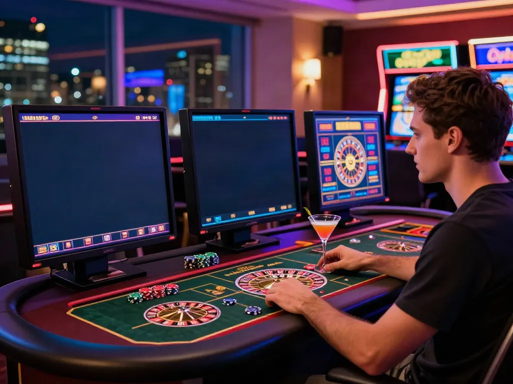 Exciting non gamstop casino gaming scene with player and vibrant atmosphere.
