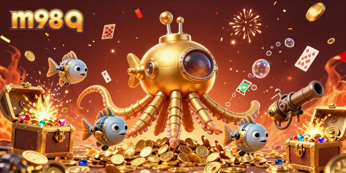 Experience the excitement of m98 q through an animated underwater scene showcasing vibrant game elements and characters.