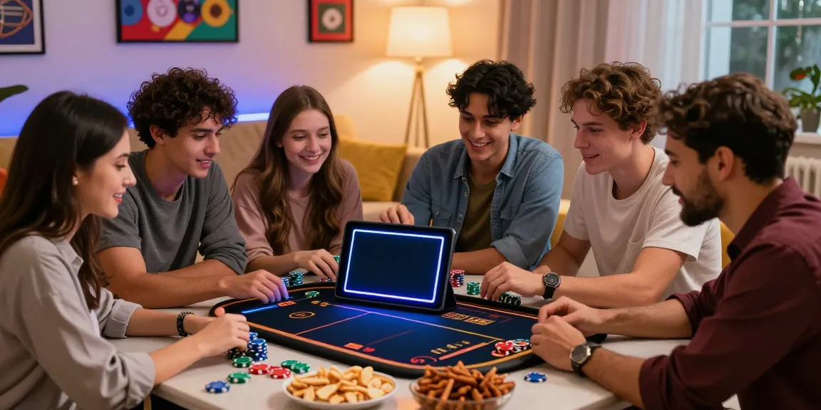 Friends enjoying a lively game at a non gamstop casino in a cozy setting.