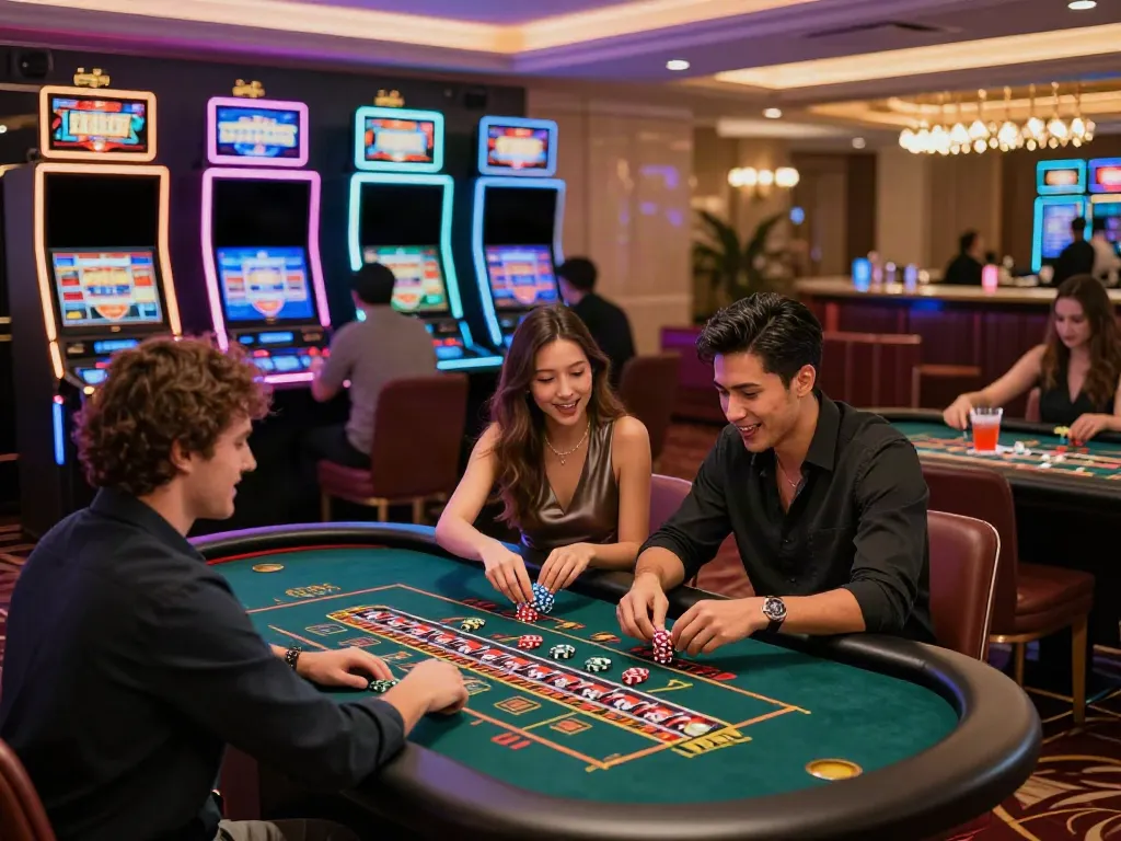 Players enjoying a non gamstop casino experience at a vibrant roulette table.