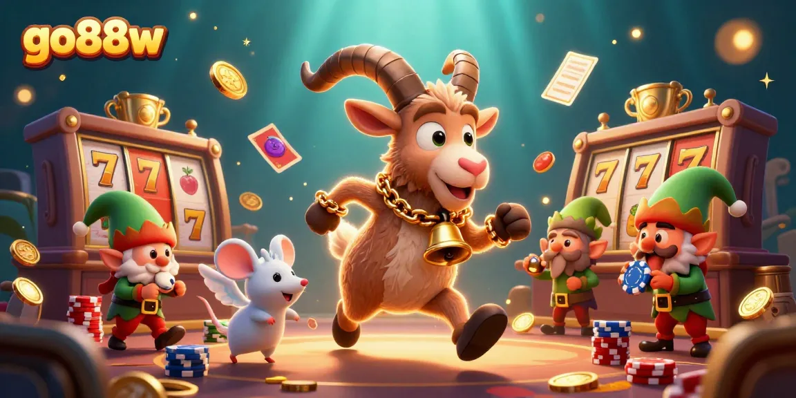 Engage in thrilling gaming at go88w with Krampus and festive casino chaos in a vibrant 3D scene.