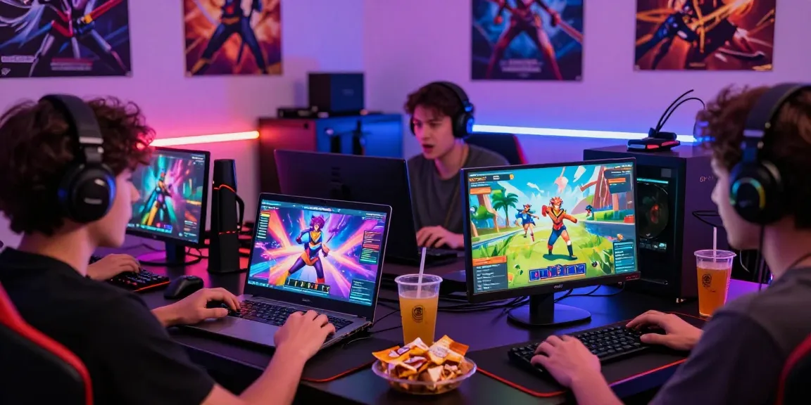 Excited players enjoying an interactive hentai game online with vibrant graphics.