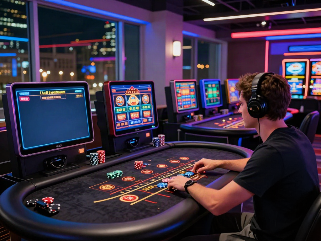 Engaged player enjoying a non GamStop casino experience with vibrant digital games.