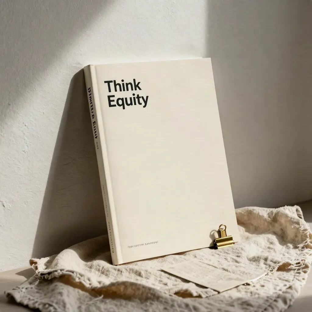 Valuation report folio leaning by plaster wall with linen cloth and brass clip