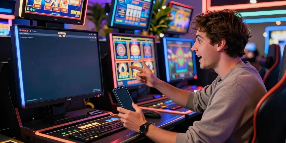 Player enjoying non gamstop casino gaming experience with vibrant interface and colorful lights.