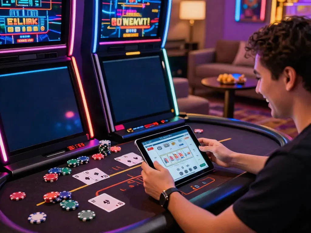 Engaging gaming experience at a non Gamstop casino with vibrant colors and atmosphere.