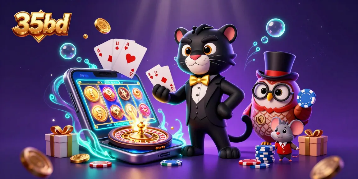 Experience fun gaming excitement with the 35bd casino scene featuring a panther dealer and lively characters.