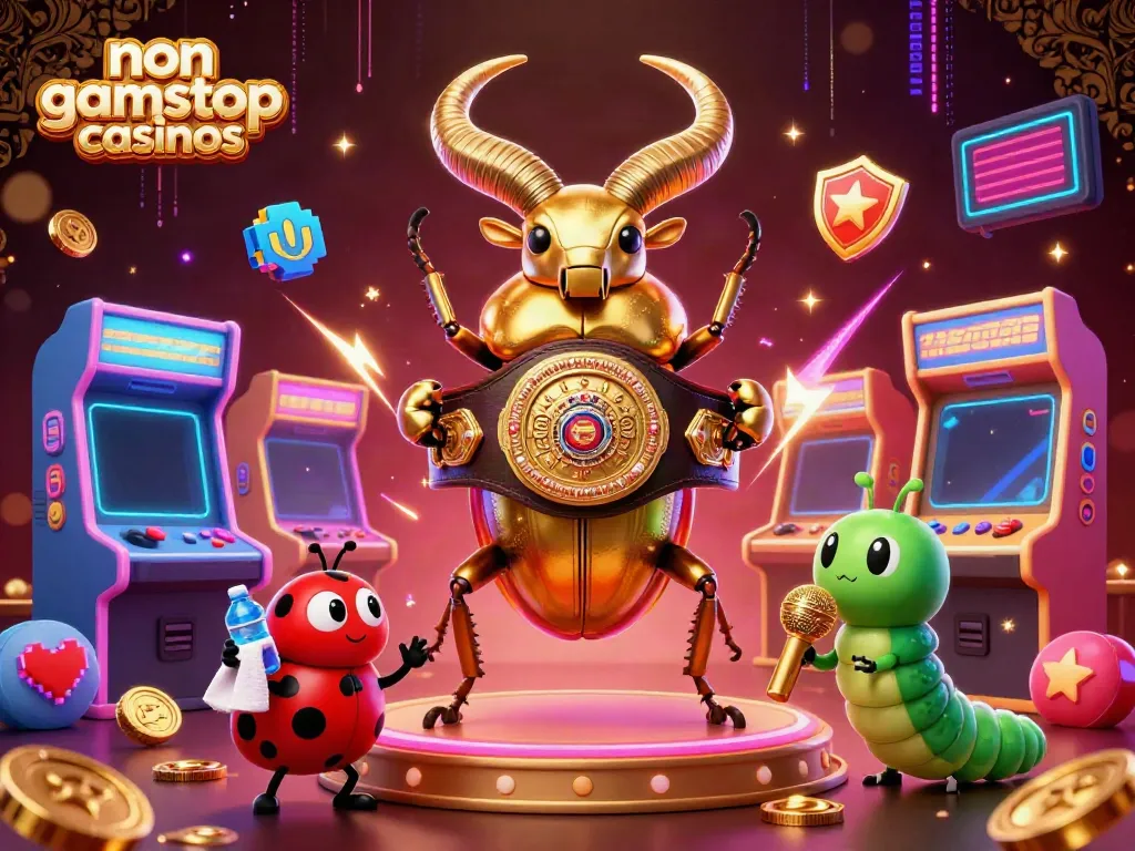 Engage in non gamstop casinos with this vibrant 3D scene, showcasing exciting gaming elements.