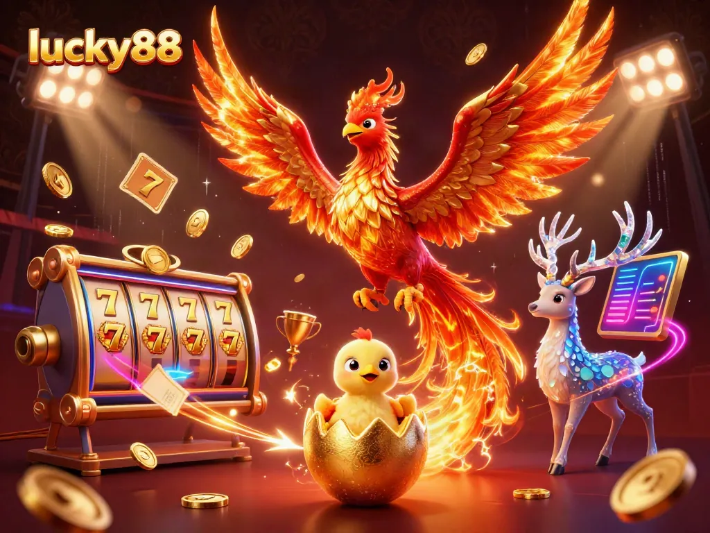 Players engage in thrilling slot games at lucky88, surrounded by captivating symbols and dynamic gameplay.