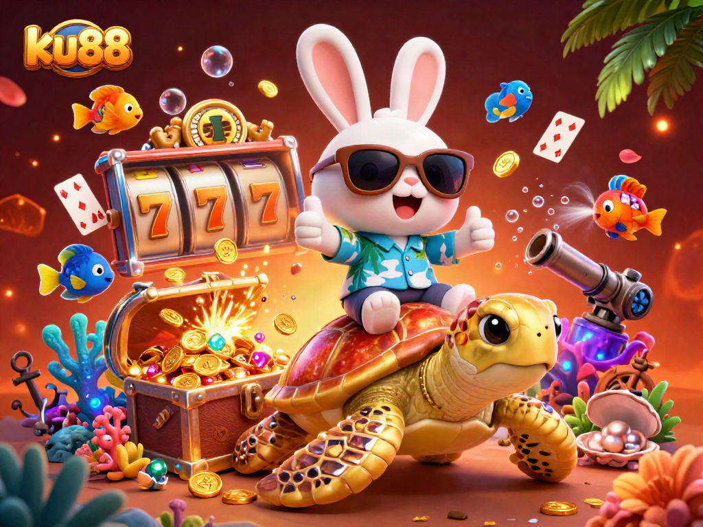 ku88 engages players with thrilling slot action under the sea in a vibrant underwater scene.
