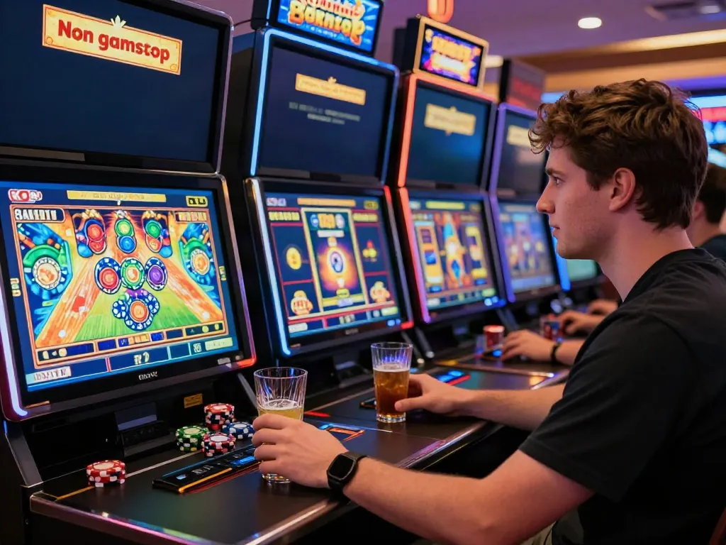 Exciting non gamstop casino gaming scene with vibrant slot games