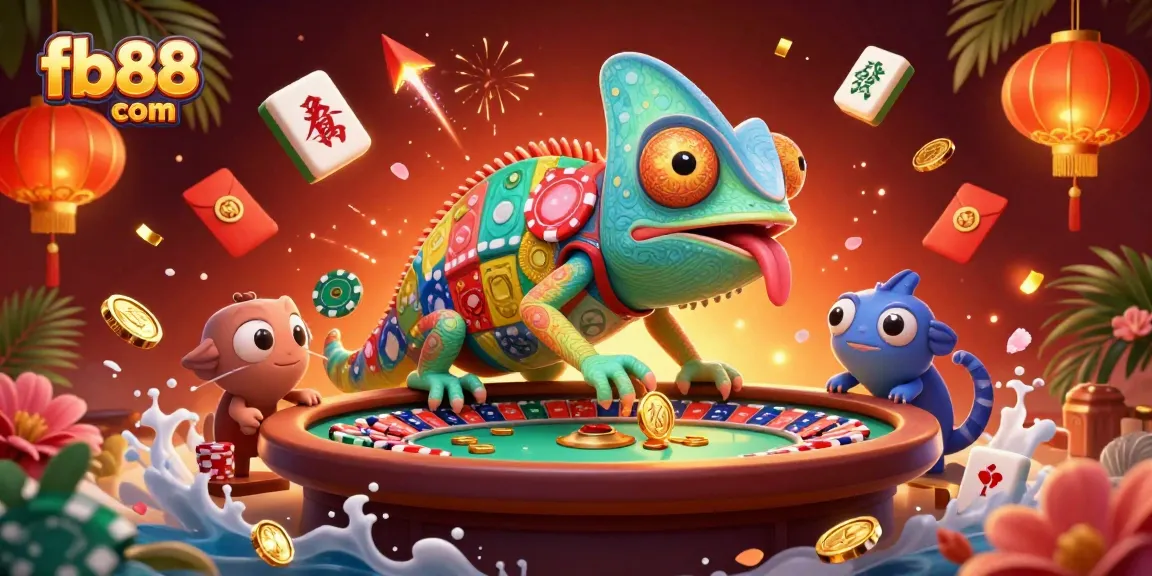 Win big at fb88 com with exciting games in a colorful chameleon casino scene!