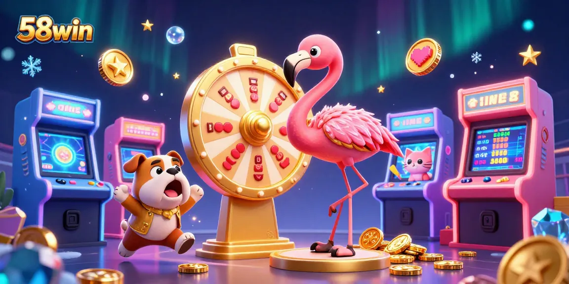 Experience thrilling gaming excitement at 58win with colorful 3D casino elements in vibrant competition.