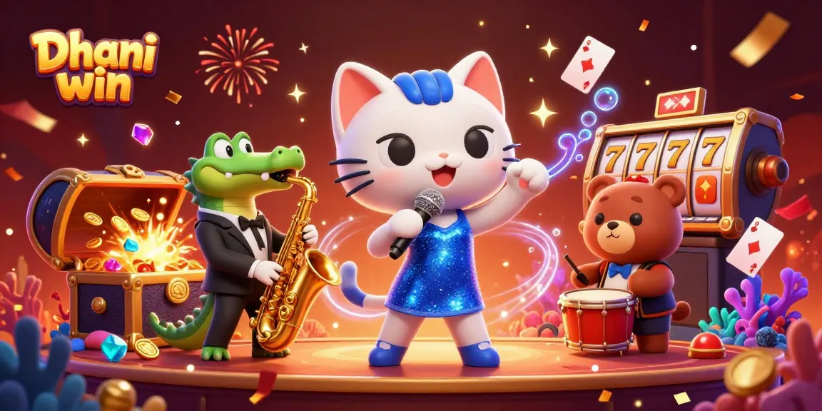 Dhani win players enjoy thrilling casino games among vibrant characters and energetic visuals.